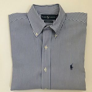 Men’s Ralph Lauren Blue White Striped Shirt 15 32